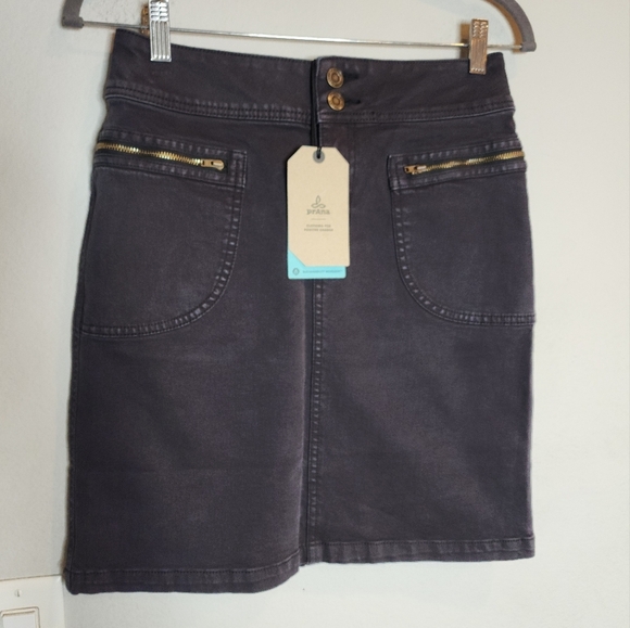 NWT Prana Stretch Denim Grey Broadway Skirt women's size 2 - Picture 4 of 12
